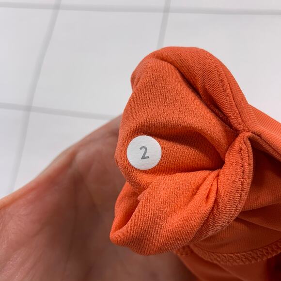 Lululemon Leggings Womens 2 Orange Cropped Capri Mesh Athletic Active Gym Run - Picture 3 of 10